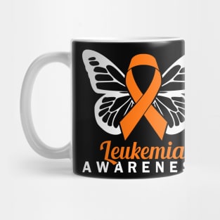 ORANGE RIBBON LEUKEMIA BUTTERFLY Mug